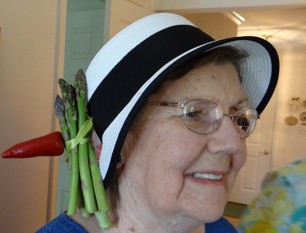 Pat in 2013, awarded "Best Hat" at the June Garden party