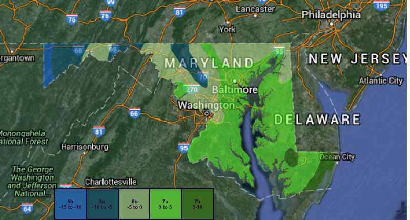 Maryland Planting Zones Per USDA 